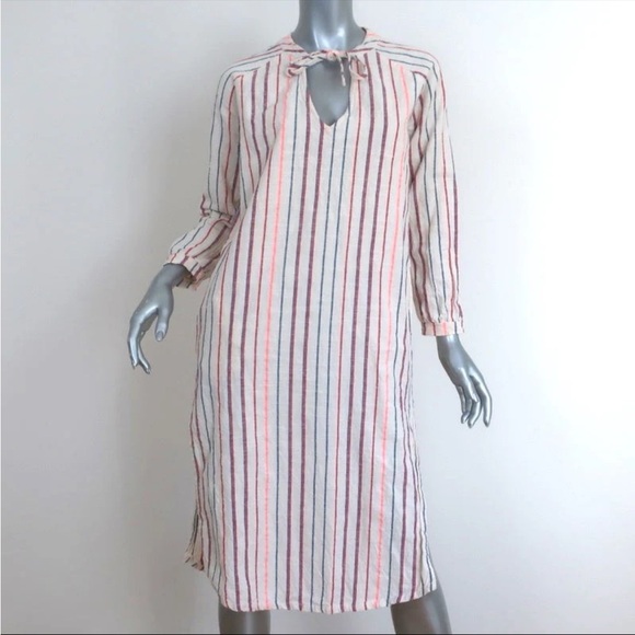 Sundry Coverup Striped Cotton Size 4/6 Tie-Neck Long Sleeve Tunic Loose S - Picture 1 of 8